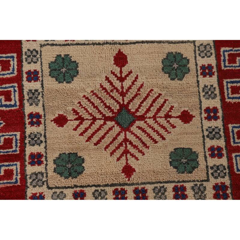 Geometric Kazak Large Area Rug Handmade Wool Carpet - 9'7" x 13'7"
