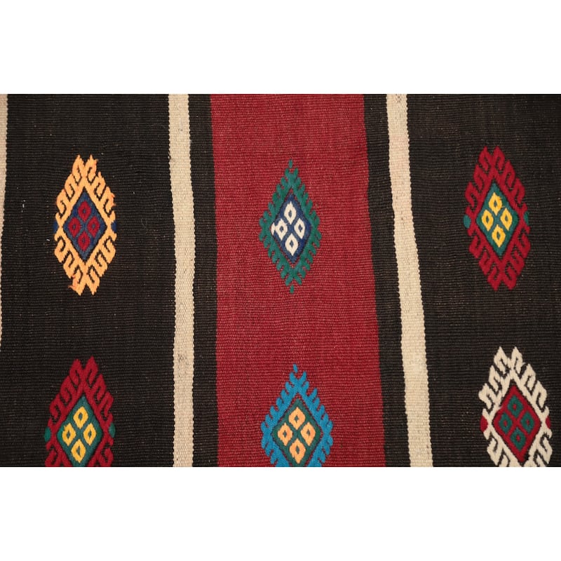 Hand Woven Oriental 100% Wool Carpet Southwestern Tribal Red Kilim Area Rug - 9' 7'' X 5' 10''