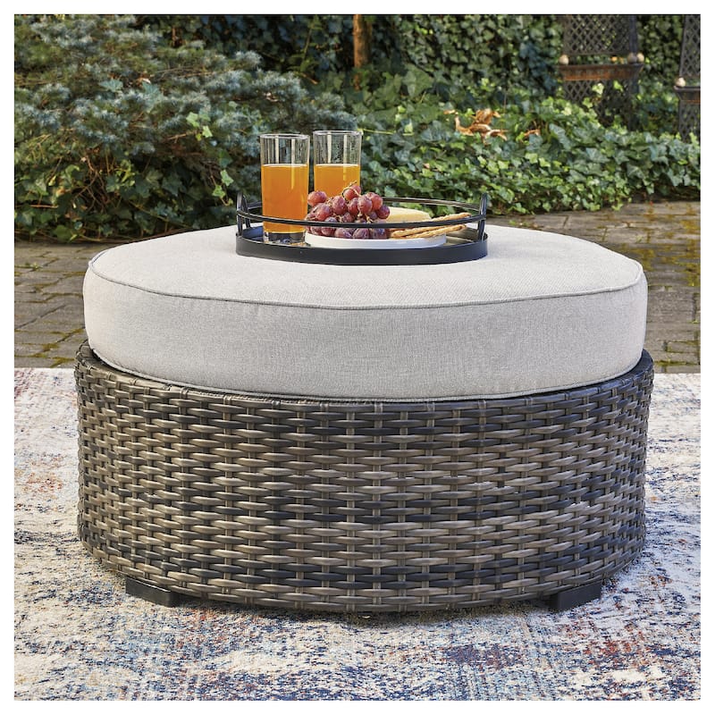 Signature Design by Ashley Harbor Court Ottoman with Cushion - 32"W x 32"D x 20"H - 32"W x 32"D x 20"H - Grey