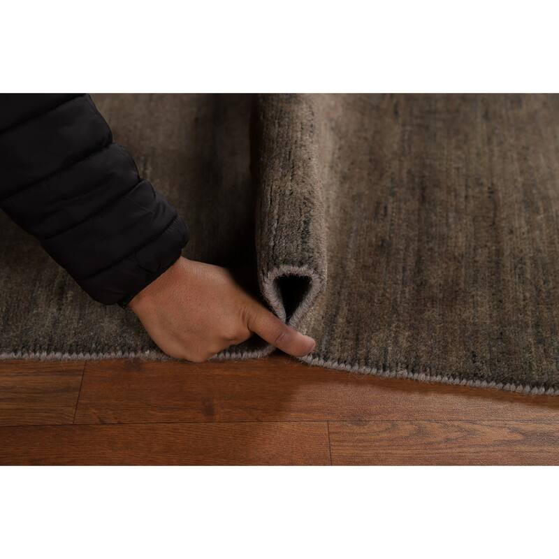 Dark Brown Gabbeh Oriental Rug Hand-Knotted Wool Carpet - 5'1" x 6'8"