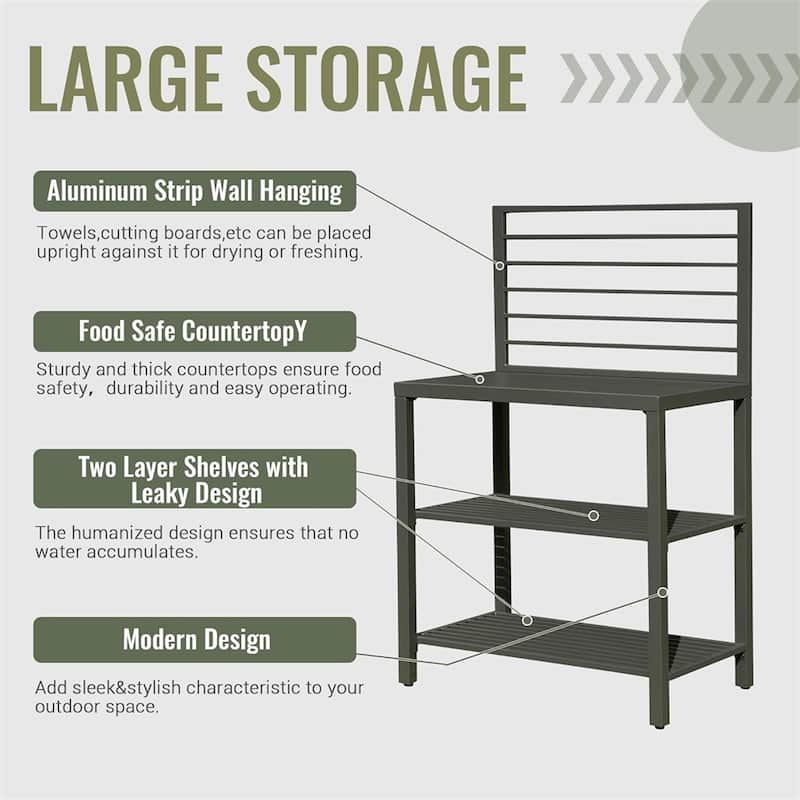 Outdoor Aluminum Kitchen Island with Storage Rack