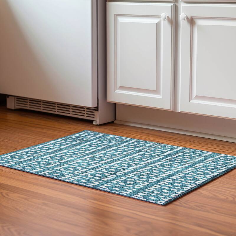 Premium Washable Super Soft Modern Imprints Mayfield Rug - Teal - 1'8" x 2'6"