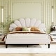 Full/Queen Size Upholstered Platform Bed with Elegant Flowers Headboard ...