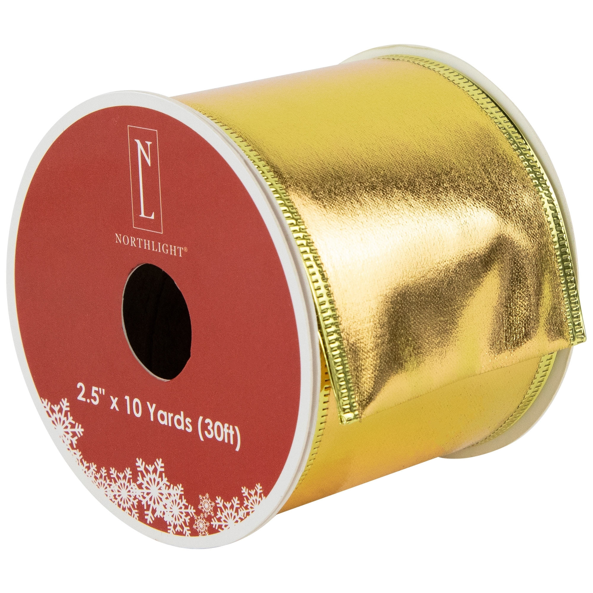Shimmering Gold Metallic Wired Craft Christmas Ribbon 2.5" x 10 Yards - 2.5" x 10 Yards