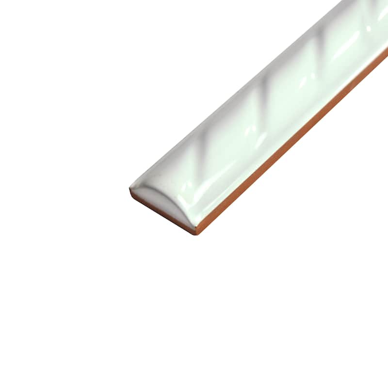 Merola Tile White Rope Pencil 1" x 9-3/4" Ceramic Wall Trim - (1 Tile)