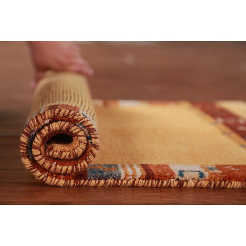 Hand Knotted Oriental 100% Wool Carpet Tribal Tribal Oranges & Rust Gabbeh Area Rug - 3' 0'' X 2' 0''