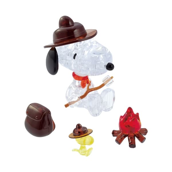 slide 2 of 9, 3D Crystal Puzzle - Peanuts Snoopy Campfire - 43 Pcs - N/A