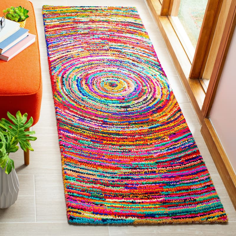SAFAVIEH Handmade Nantucket Fulgencia Contemporary Cotton Rug - 2'3" x 9' Runner - Multi