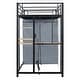 preview thumbnail 77 of 78, Full Size Metal Loft Bed with Workstation Desk, Built-In Shelves, LED Light Strip, Power Outlet & Hanging Wardrobe Storage