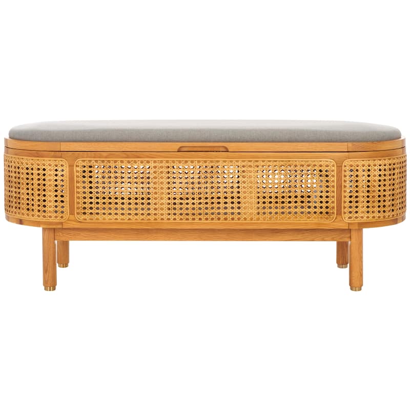 SAFAVIEH Couture Antjelina Grey Cane & Wood Storage Bench - 47" W x 15" D x 19" H - 47Wx15Dx19H