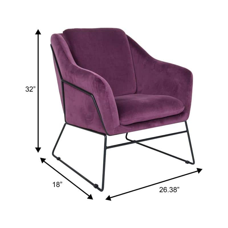 Harmony Mid-Century Velvet Upholstered Accent Arm Chair with Metal Frame & Plush Cushion for Home Office, Living Room, & Bedroom