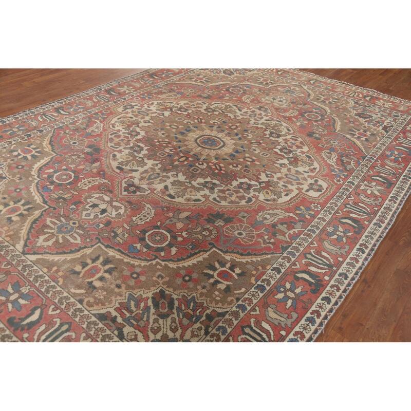 Pink Bakhtiari Vintage Persian Area Rug Handmade Wool Carpet - 6'10" x 9'10"