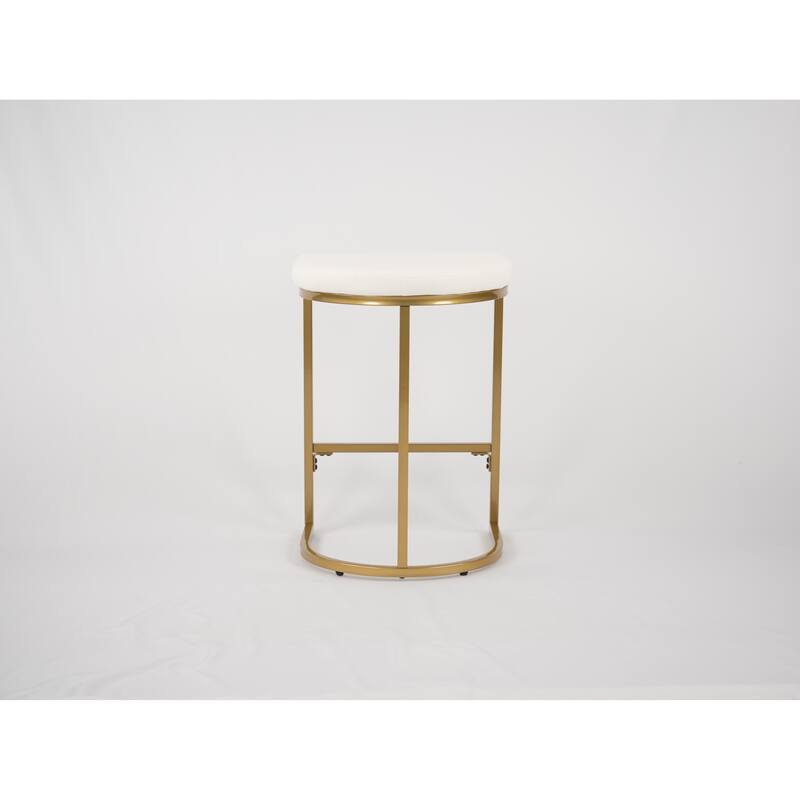 Set of 2 KD Bar Stools, PU Seat with Fully Assembled Iron Frame, for Kitchen & Living Room