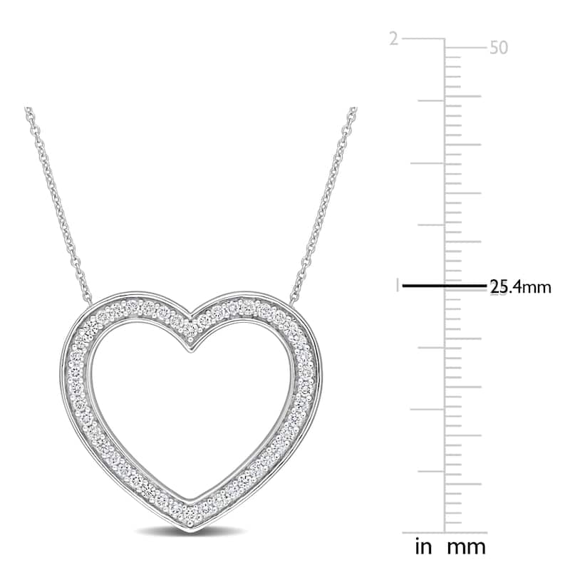 Miadora 10k White Gold 5/8ct TDW Diamond Open Heart Necklace