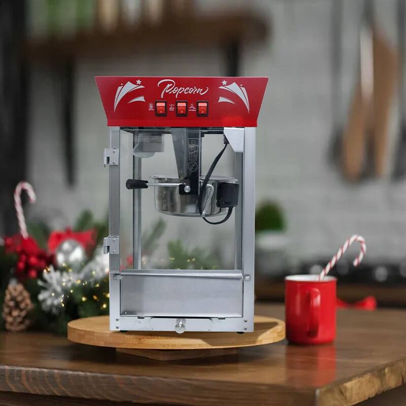 Commercial Popcorn MAKER Machine, 12 Ounce Kettle Stainless Steel Popcorn Maker with Tempered Glass, Warming Deck