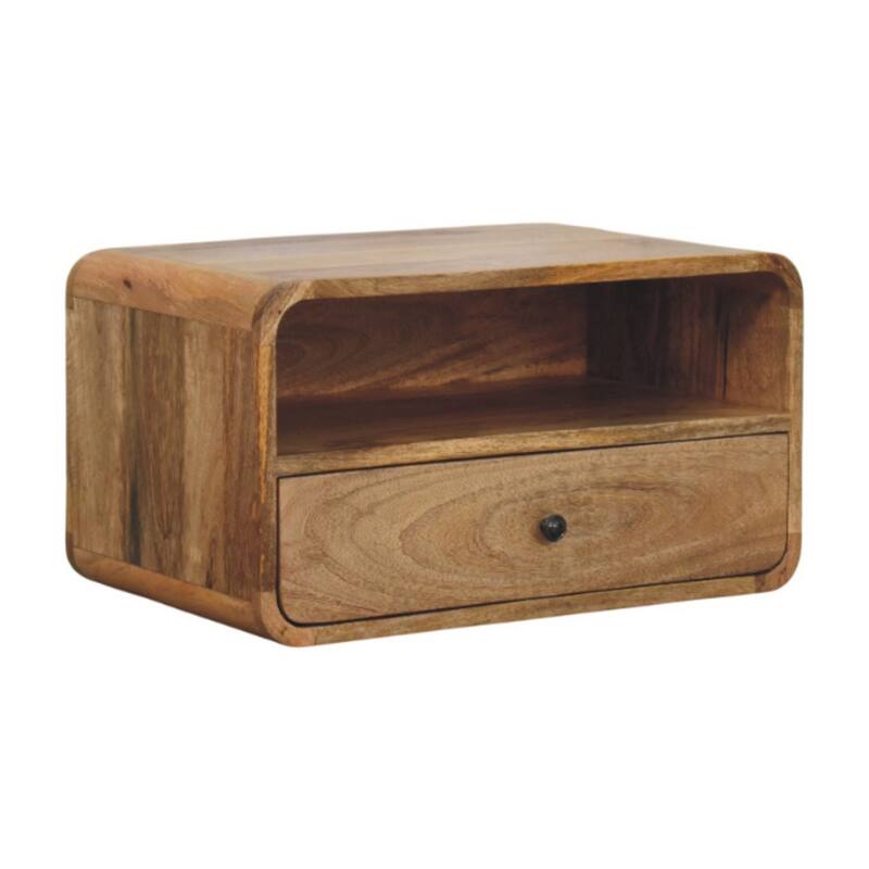 HomeRoots 22" Oak Solid Wood One Drawer Floating Nightstand