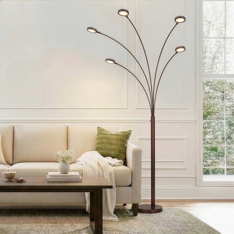 Brightech Orion 70 in. Contemporary Modern 5-Light LED Super Bright Floor Lamp with 5 Adjustable Swing Arm Heads