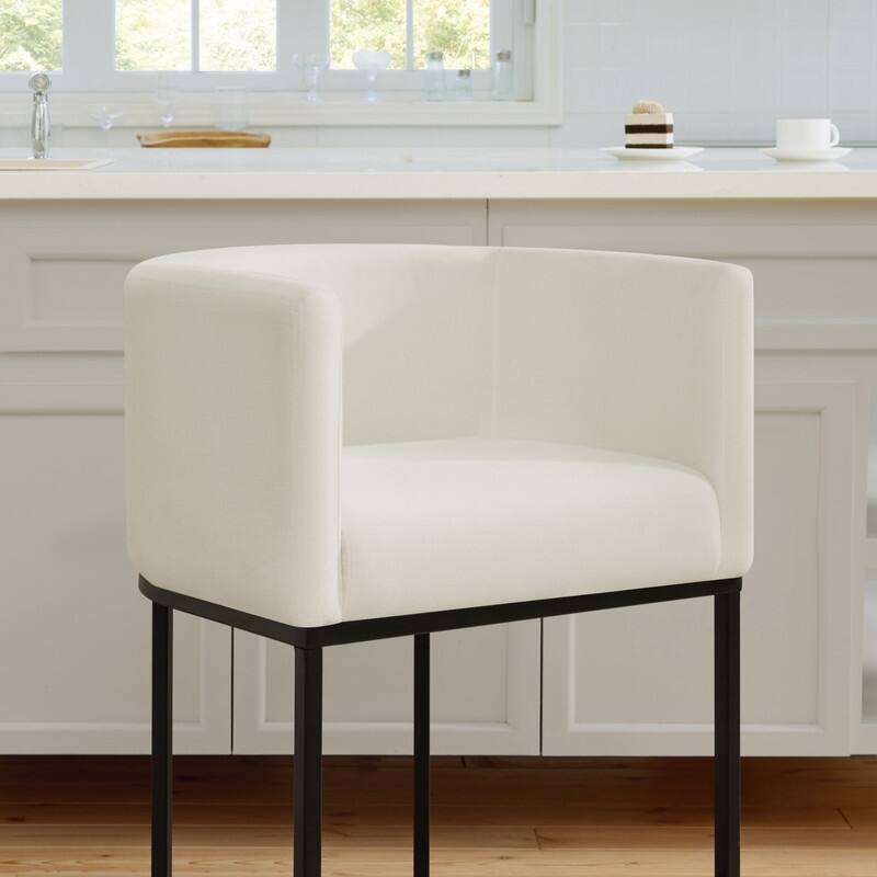 Spruce & Spring Modern Upholstered Barrel Counter Bar Stool with Arm