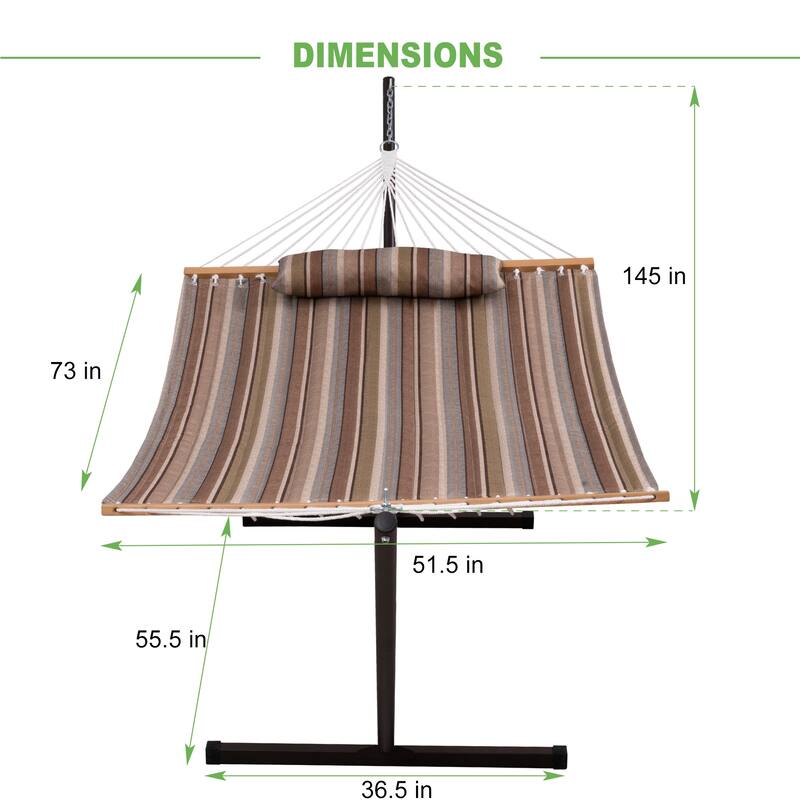 Outdoor Cotton Rope Hammock with 12FT Steel Stand