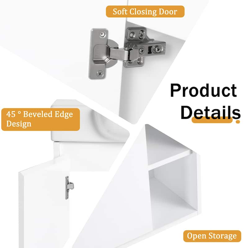 Malwee 24"/28" Floating Bathroom Vanity,Wall Mounted Bathroom Vanity with Ceramic Sink and Soft Close Door