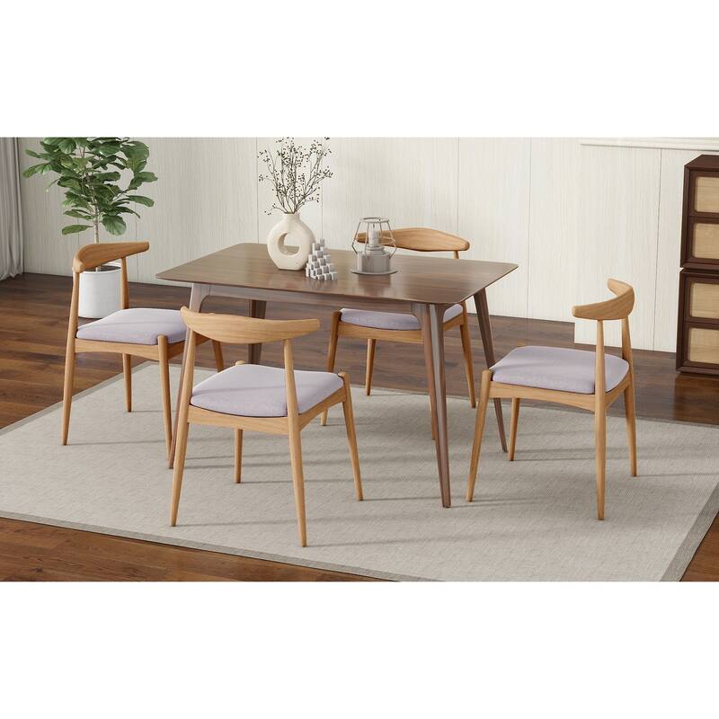 Set Of 2 Rubberwood Dining Chairs With Ergonomic Backrest & Comfort Cushions