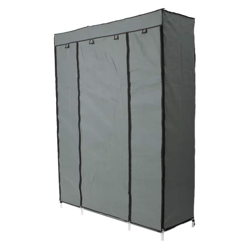 53" Portable Closet Wardrobe Clothes Rack Shelf Storage Space Organizer Grey