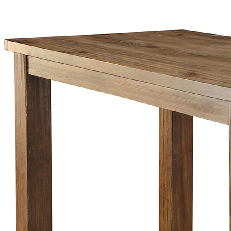 Wooden Top Bar Height Table with Thick Block Legs, Brown