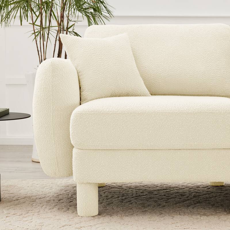 109.4" 3-Seater Modern Upholstered Sofa Couch, Deep-Seat Sectional Sofa with Shell-Shaped Armrests, Leisure Sofa for Living Room