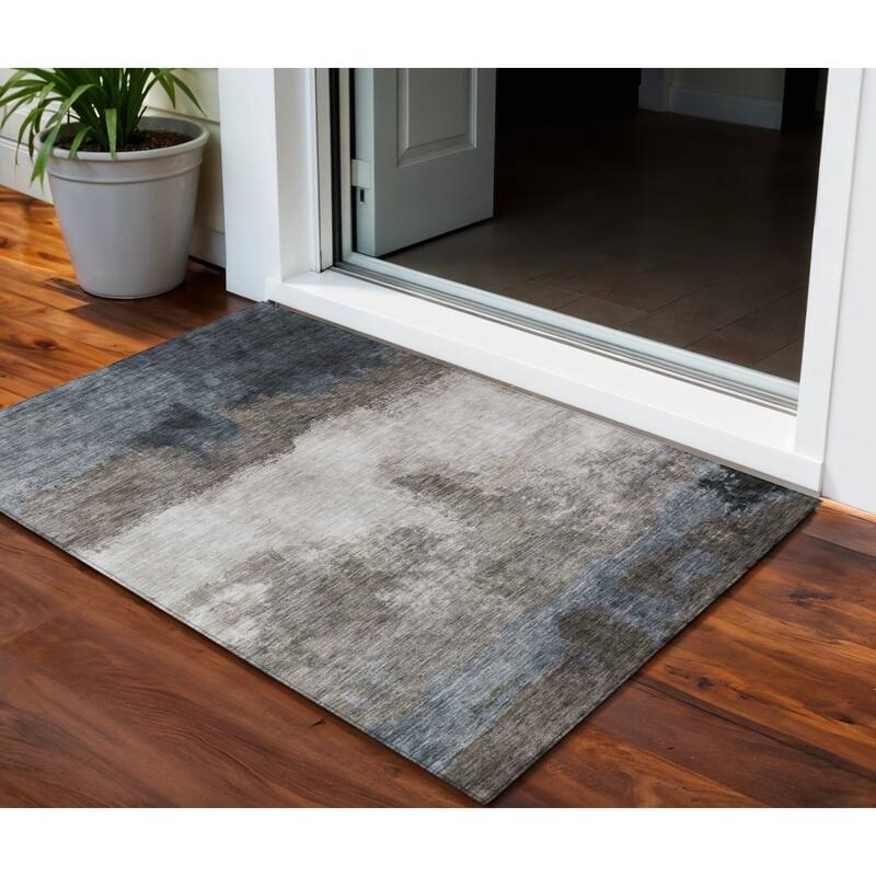 HomeRoots Abstract Transitional Rectangle Outdoor Rug - 3' x 5'