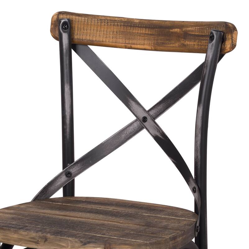 Bar Stool with Cross Back - Black+Brown