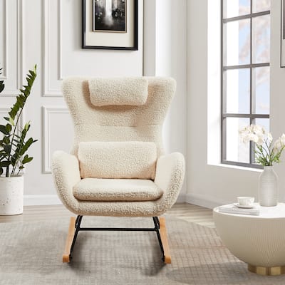 Modern Rocking Nursery Armchair with High Backrest