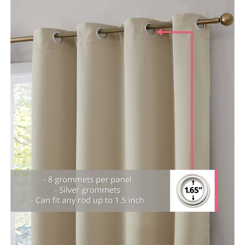 Dakota Complete Blackout Drapery Heavy Thermal Insulated Efficient Window Curtain Grommet Panels, 2 Panels