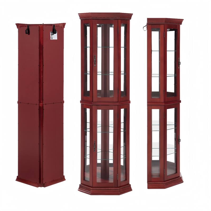 Glass Display Shelf Shelving Bar cabinet with Tempered Glass Door