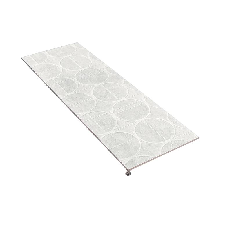 Imprint 16x48 in. Soft Cloud White Matte Ceramic Concentric Circle Large Wall Tile (15.5 sq ft/case, 3-Pack)