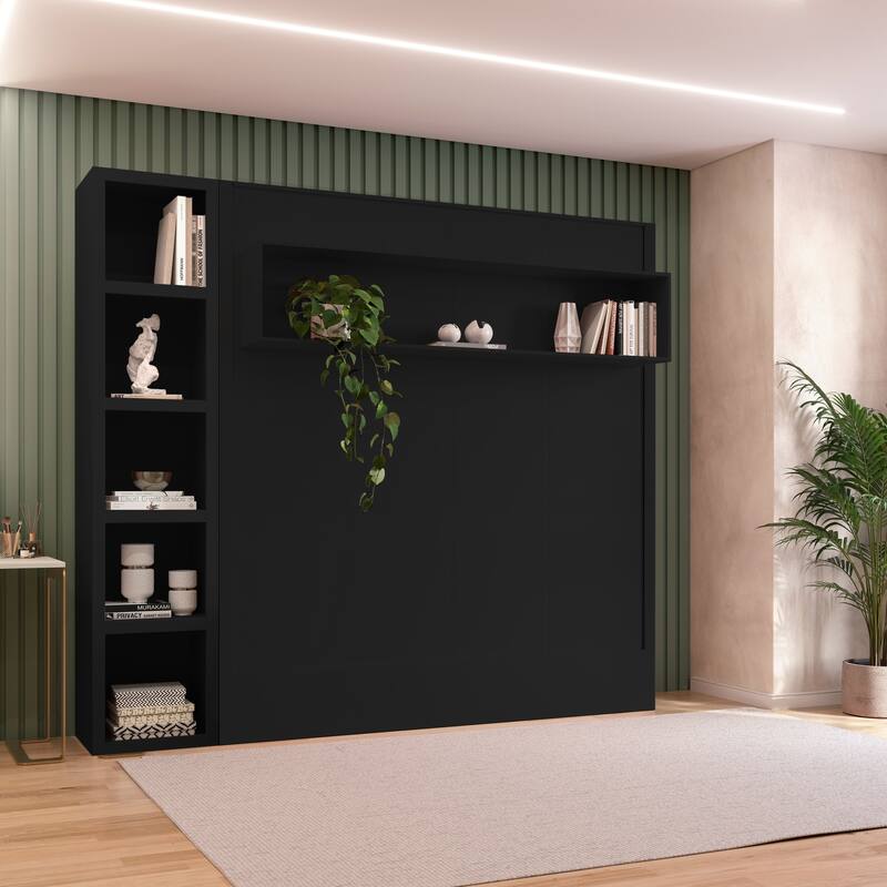 Easy-Lift King Murphy Wall Bed in with Bookshelf