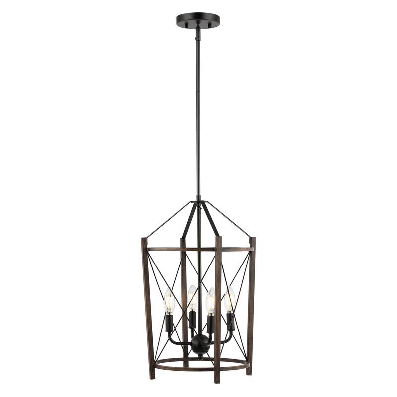 SAFAVIEH Lighting Beatrise 4-Light Adjustable Pendant Chandelier (LED Bulbs Included) - Black/Brown - 14Wx14Dx60H