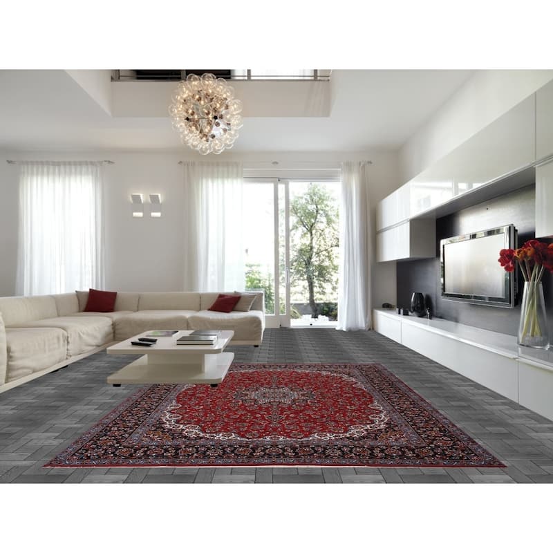 Traditional Kashan Turkish Area Rug Machine Made Carpet - 9'8" x 12'11"