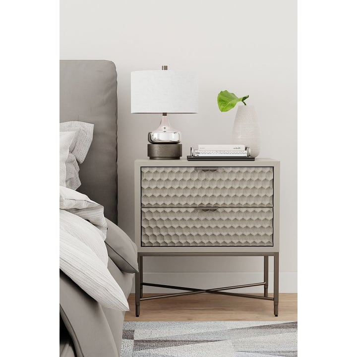 Origins by Alpine Milo 2 Drawer Nightstand in Taupe