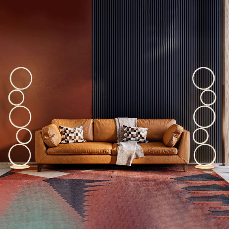 Five Rings RGB LED Circular Floor Lamp Ring Standing Lamp - N/A