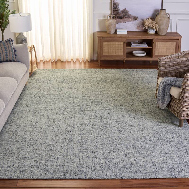 SAFAVIEH Handmade Abstract Menna Wool Rug - 9' x 12' - Light Blue/Ivory