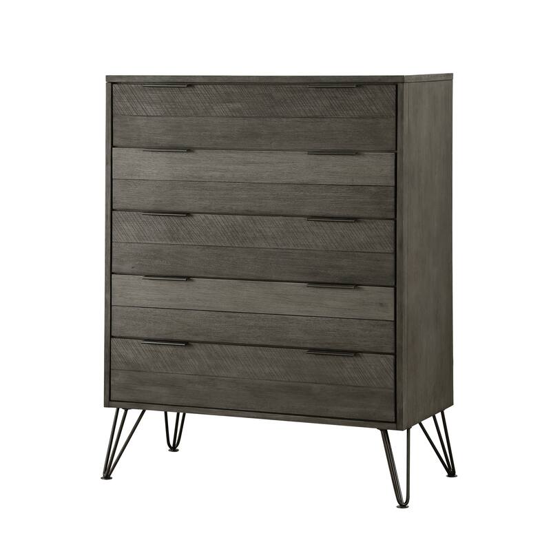 Modern Bedroom Furniture Sets Gray Finish Panel Bed Metal Legs