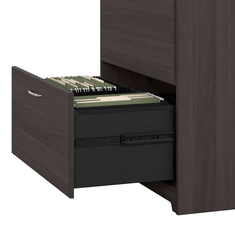 Cabot 60W L-Shaped Desk with Hutch and File Cabinet by Bush Furniture