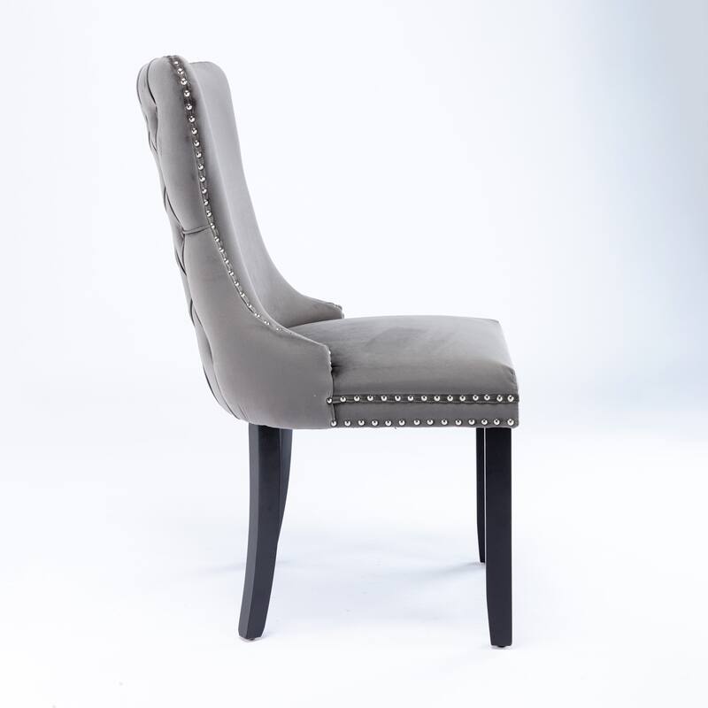 Dining Chairs, Dining Room Chair Set of 2, Upholstered Wing-Back Dining Chair with Backstitching Nailhead Trim & Solid Wood Legs