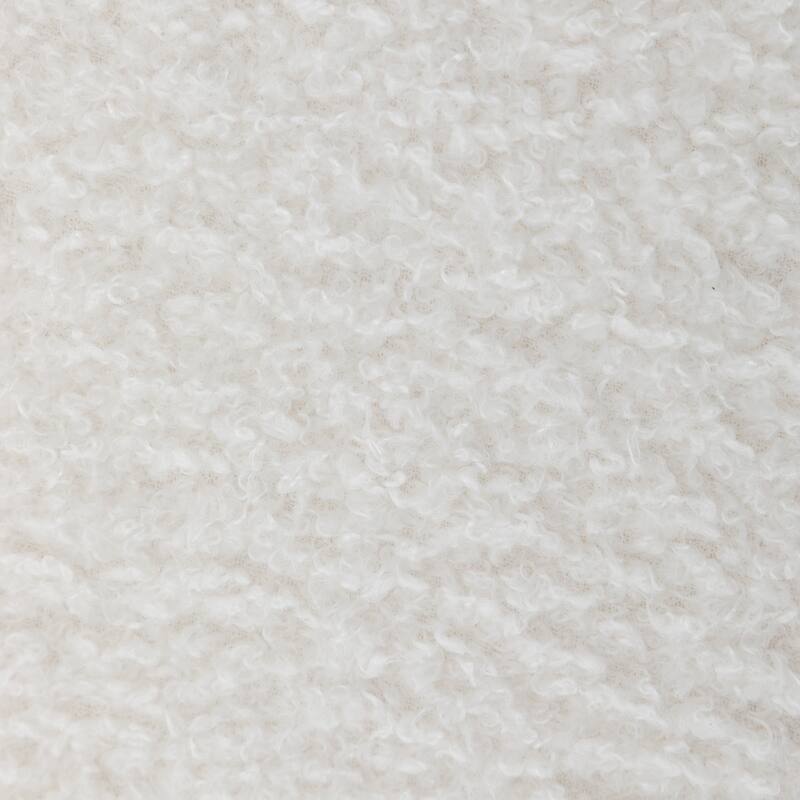 SEYNAR Modern Glam Teddy Fabric Upholstered Round Accent Chair with Flower Shaped Back Design