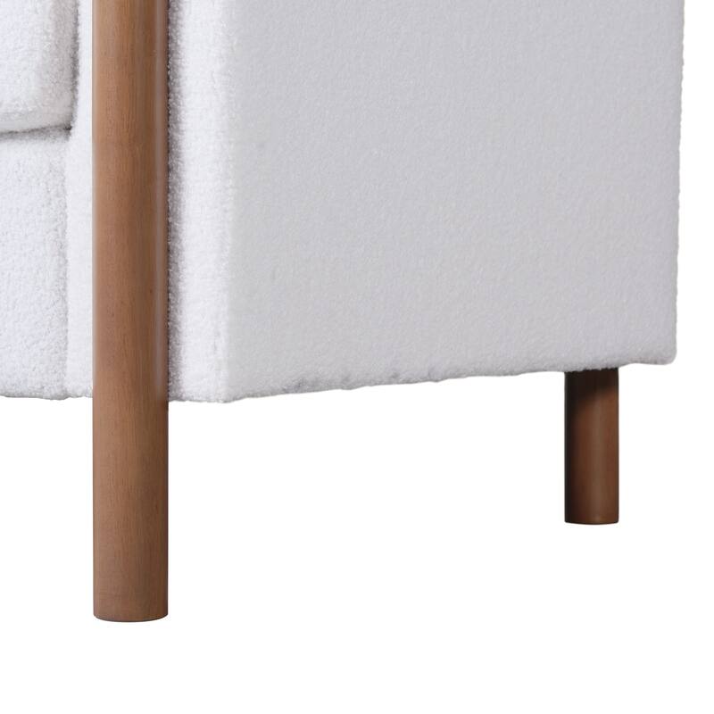 Teddy Velvet Fabric 3 Seater Sofa, Upholstered Sofa with Curved Armrest, Lounge Sofa Chair with Solid Wood Legs