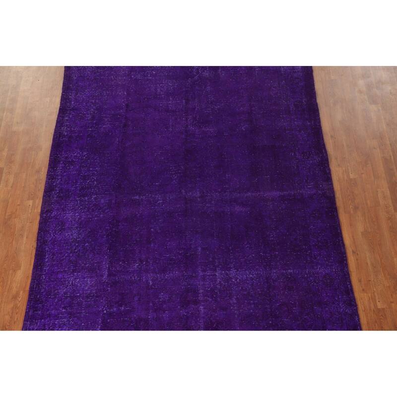 Purple Over-Dyed Anatolian Turkish Vintage Rug Handmade Wool Carpet - 6'10"x 10'7"