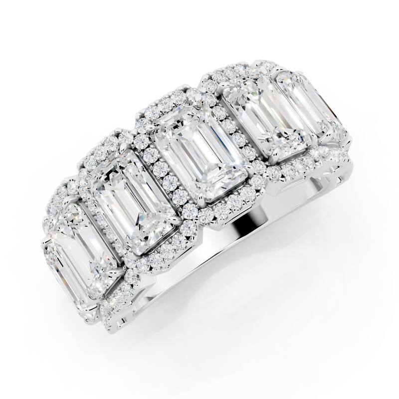 Auriya 14k Gold 5 1/3ctw Emerald Lab Grown Diamond Anniversary Ring (E-F VS)
