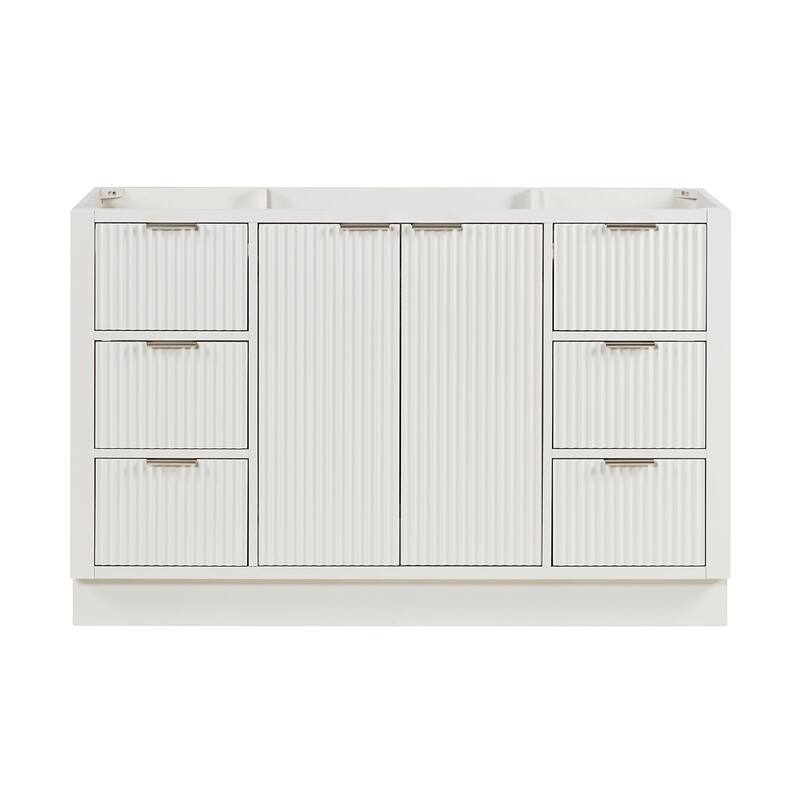 Ariel P54-BC Milan 54" Single Free Standing Vanity Cabinet - Warm White / Brushed Nickel Hardware