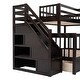 preview thumbnail 8 of 7, Twin-Twin over Full L-Shaped Bunk Bed with Portable Desk and Wardrobe, Wooden Kids Loft Bed Frame with 3-Drawers, Espresso