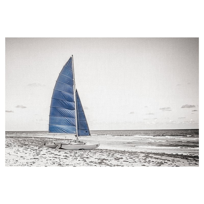 Blue Catamaran B&W by Flo Minton Canvas Art Print